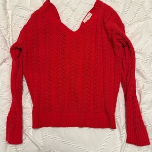 Jessica Simpson Red V-Neck Sweater